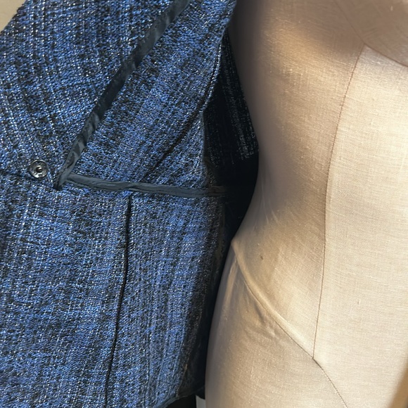 Nanette Lepore Blue Tweed Belted Asymmetrical Blazer size 4 - Picture 12 of 16